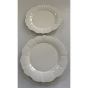 Sur La Table Scalloped Plates w/Bee Set of 2 Made‎ in FRANCE Farmhouse Country